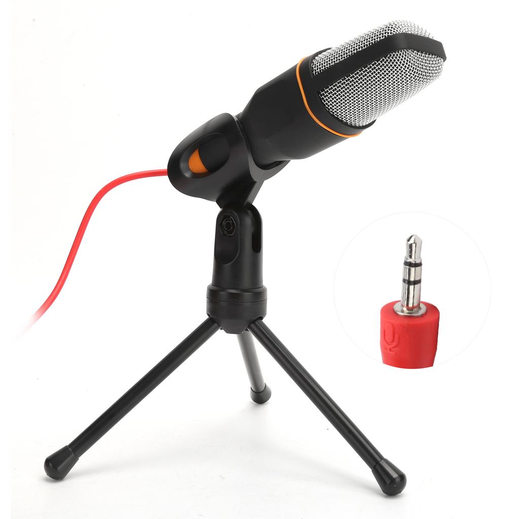 Computer Wired Microphone Condenser Microphone with Desktop Tripod for Online MeetingBlack