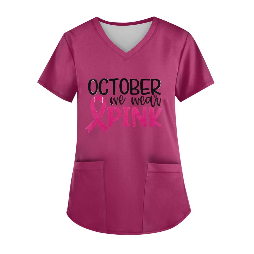 Women's V-Neck Short-Sleeve Pocketed Top With Side Slit