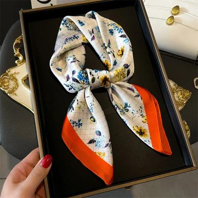 Neues Luxusdesign Quadratischer Imitationsseidenschal Damen Weiches Satin Haarband Halstuch Büro Hijab Stirnband Foulard Taschenband Geschenk