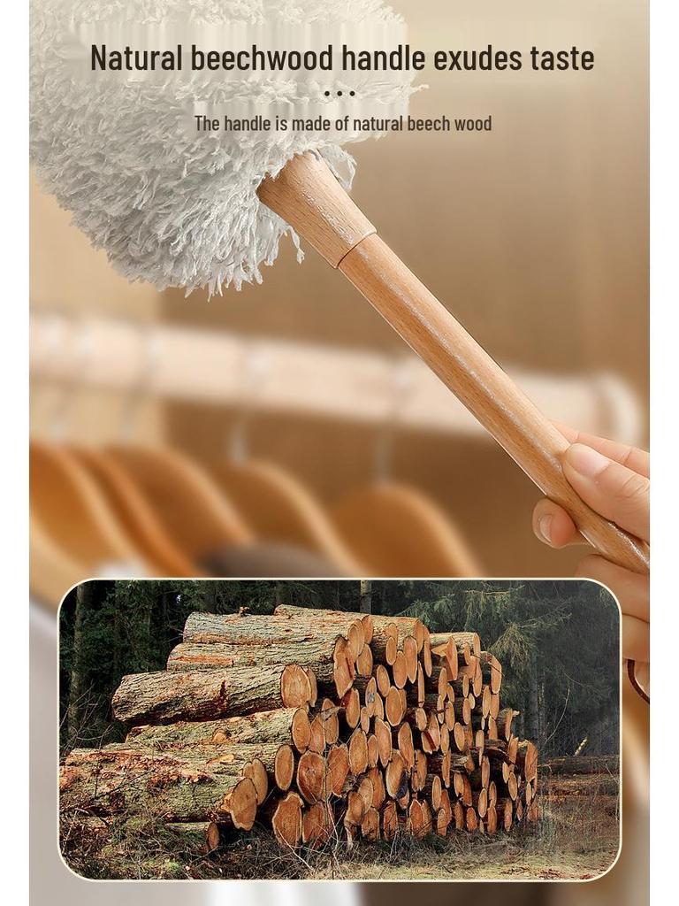 Retractable Wool Static Electric Feather Duster - Extended Cleaning Tool