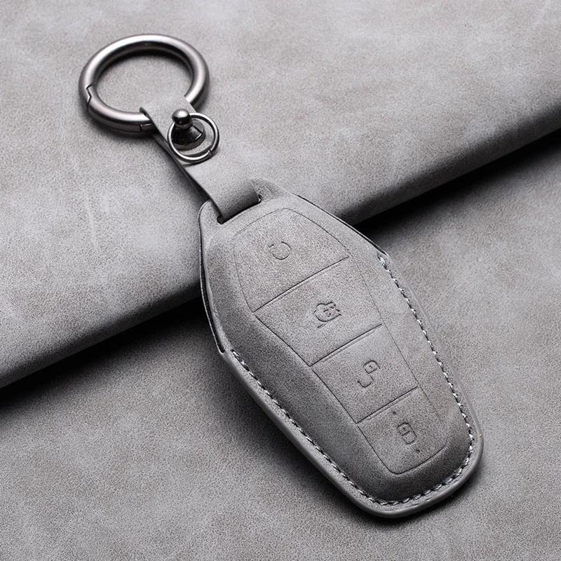 Car Remote Key Case Cover for BYD Tang EV600 Han EV Yuan ATTO 3 Song PLUS Pro MAX DMI Qin Leather Key Fob Shell Keychain
