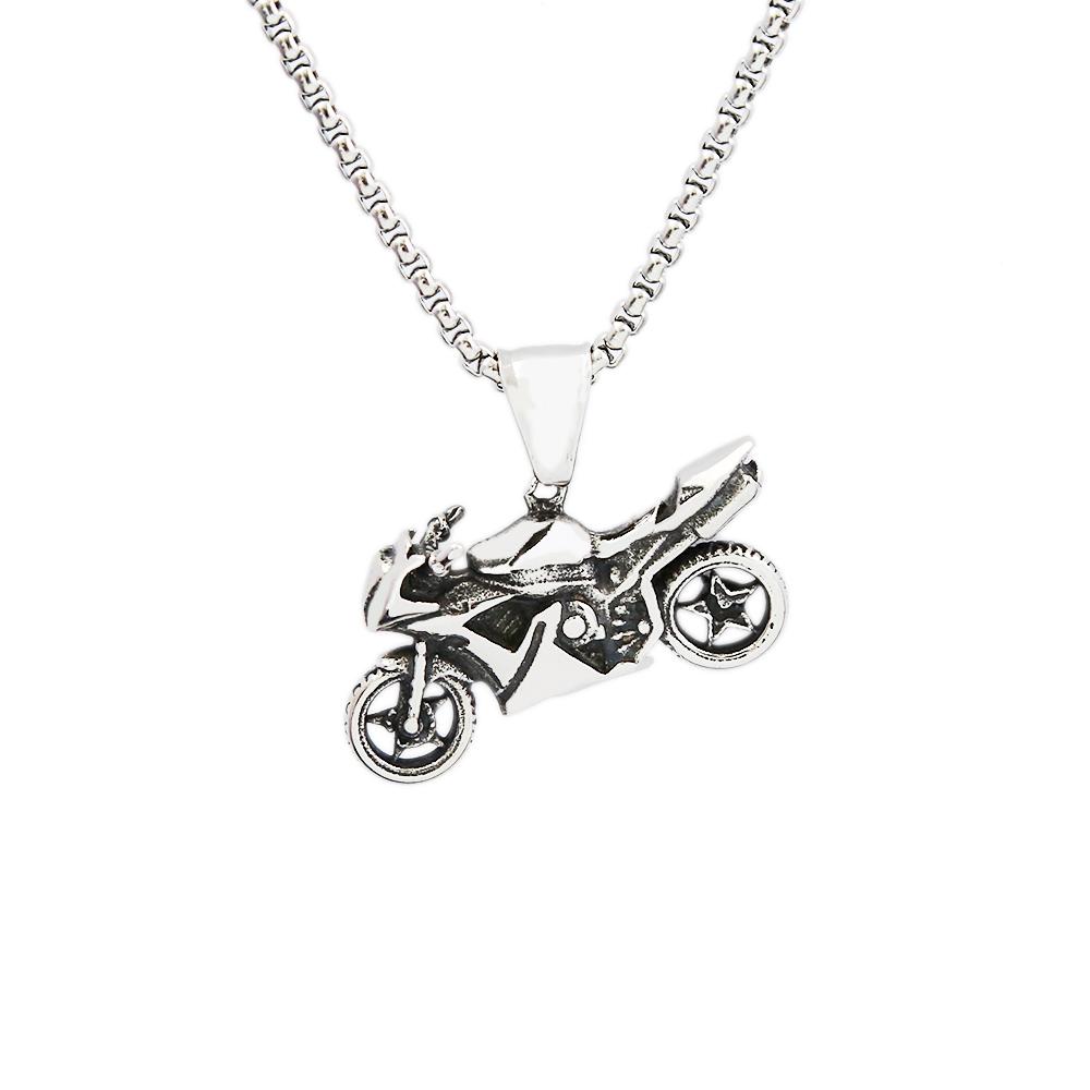 Vintage Motorrad Anhänger für Männer Jungen Punk Hip Hop Edelstahl Ritter Halskette Einzigartiger Schmuck Geschenke