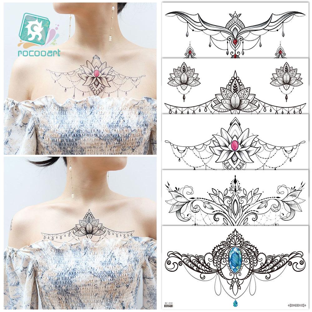 Waterproof Sexy Floral Tattoo Stickers for Chest & Clavicle