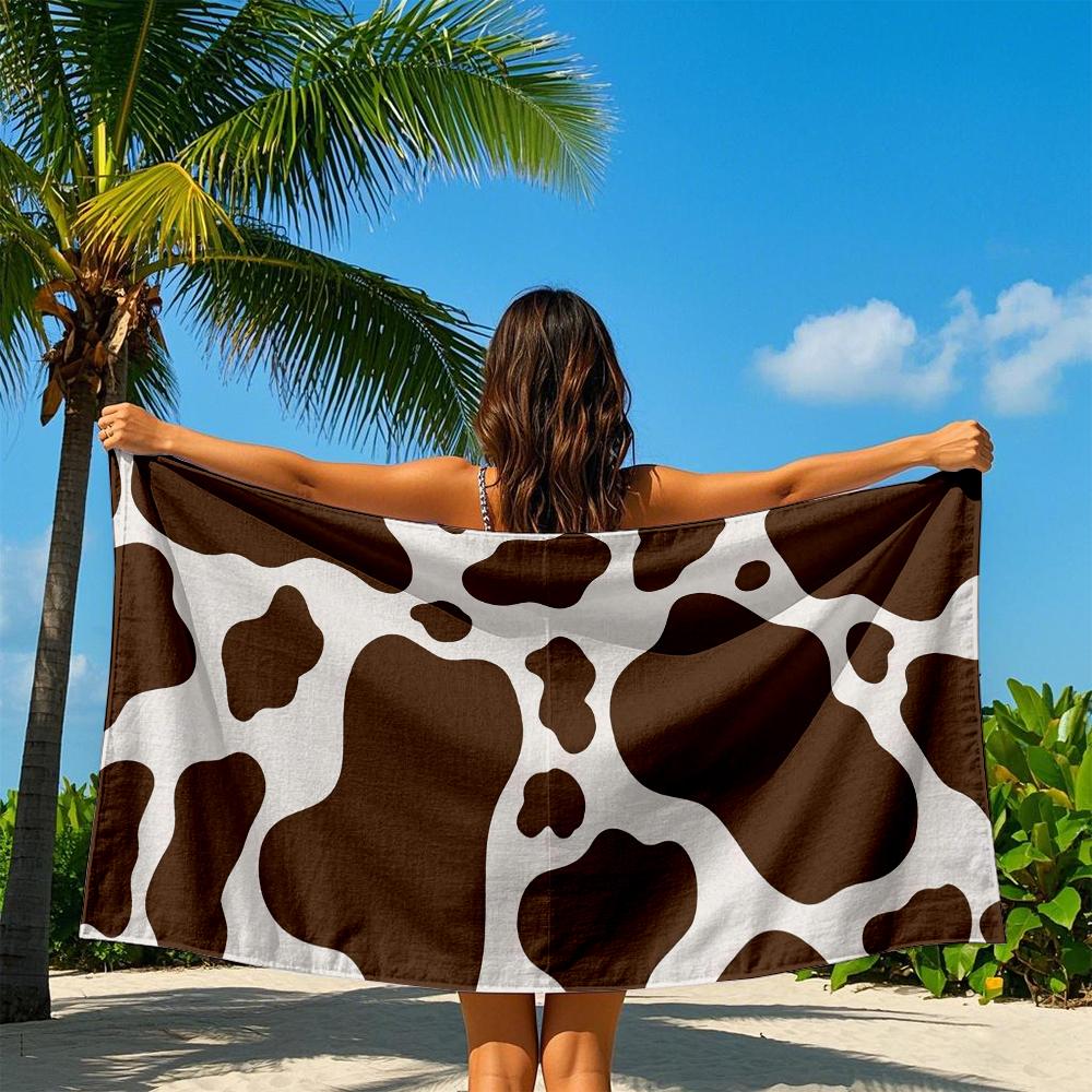Cow Print Quick Drying Bath Towel Microfiber beach towel - light weight swimming camping  yoga beach out