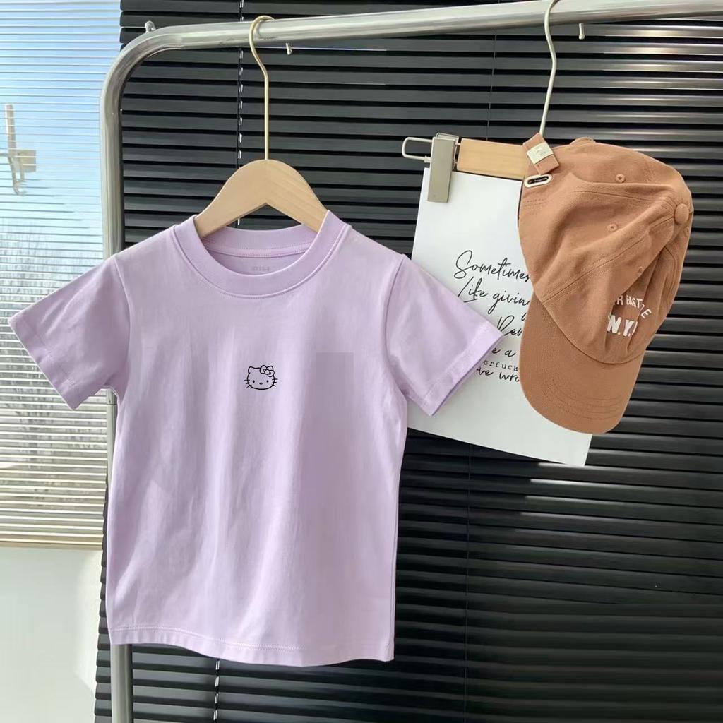 Girls Cotton Cartoon T Shirt Summer Loose Short Sleeve Top Baby Breathable Printed Tee