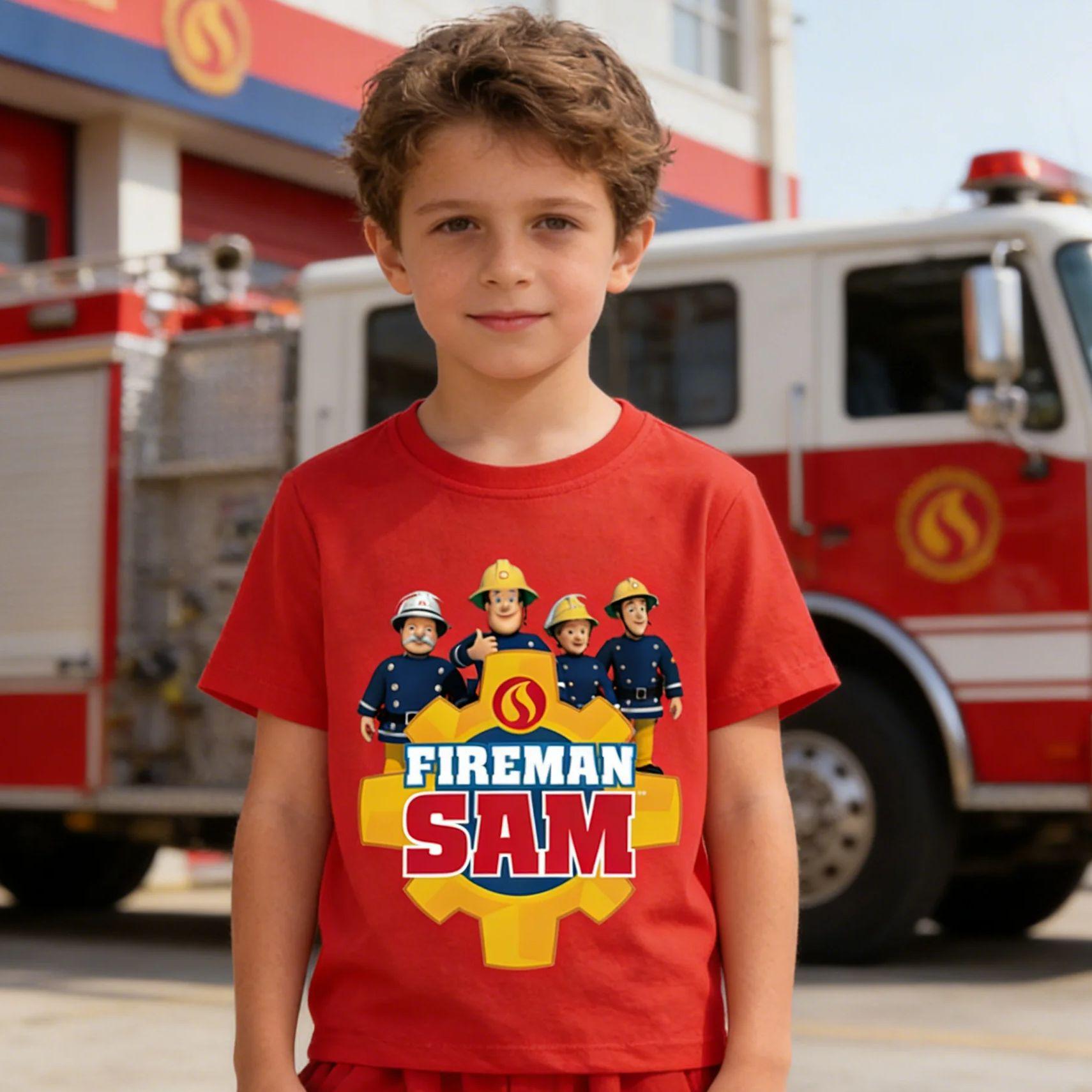 

Anime Kids Tee Shirts Fireman Sam T Shirt for Boys Clothing Funny y2k Tops Children s T Shirt Parent child cotton Tshirt Women 110