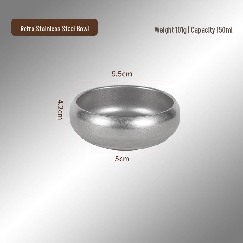 304 Stainless Steel Double Layer Children s Anti-Scald Retro Bowl - Suitable for Rice, Sauce, and Soup.