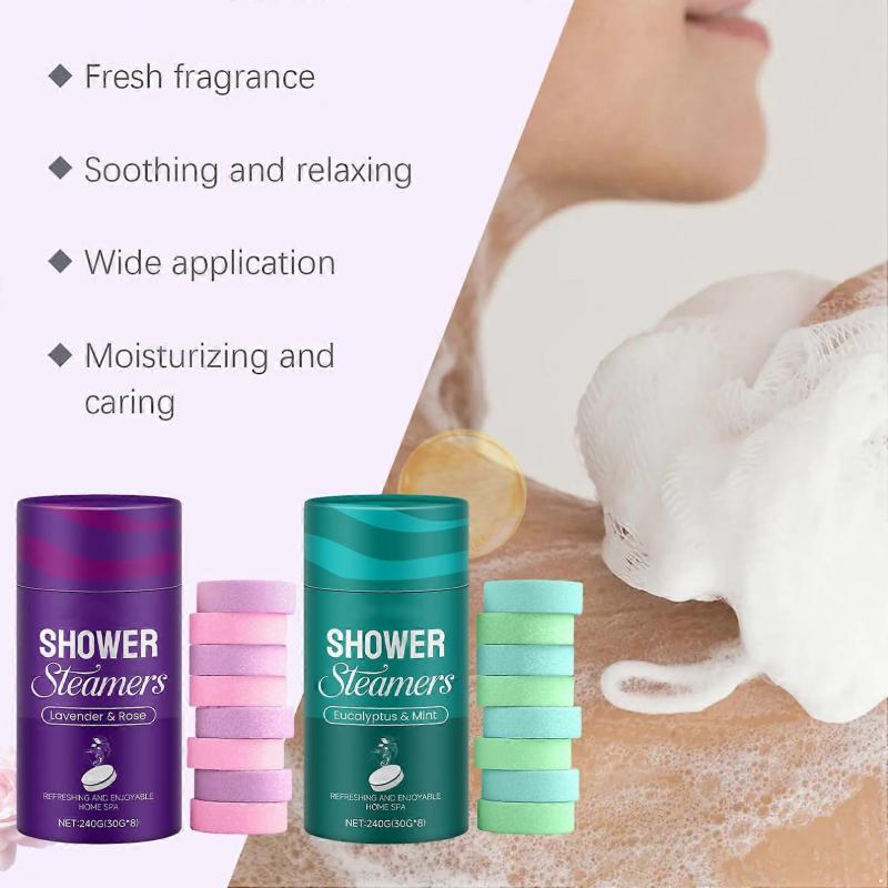 Lavender Eucalyptus Shower Steamers Set of 8 Aromatherapy Tablets for Relaxing Moisturizing Cleanse