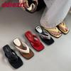 Fashion 2025 New Women Flats Slippers Slides Sandals Shoes Summer Beach Female Flip Flops Fashion Square Toe Ladies Flats Slippers Shoes