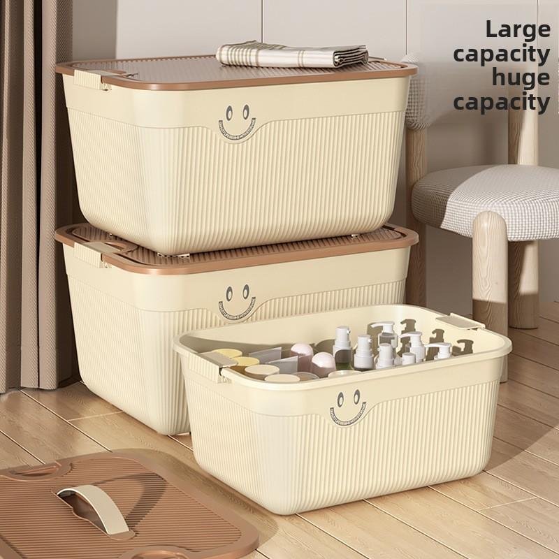 Desktop Storage Box, Snacks, Sundries, Fruit Storage Basket, Portable Plastic Home Clothing Storage and Finishing Box with Lid.