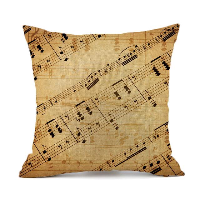 Retro Noten Kussensloop Katoen Linnen Creatief Vintage Muzieknoten Decoratief Kussensloop Piano Kussensloop Voor Bankhoes Zt62