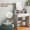 Storage Dressing Table, with LED Light Mirror - White