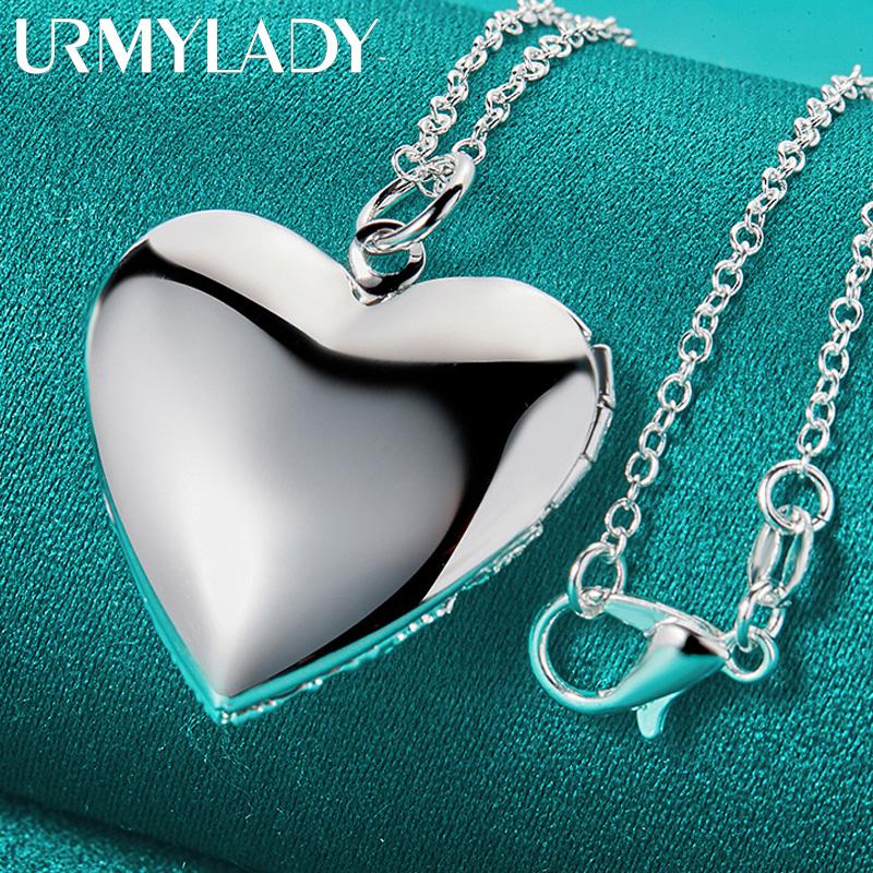 925 Sterling Silver Heart Pendant Necklace For Women Wedding Engagement Charm Jewelry