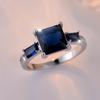 Zirconia Cubic Square Dark Blue Ring For Women Men Silver Color Jewelry Engagement Wedding Band Rings For Men Party Accessory