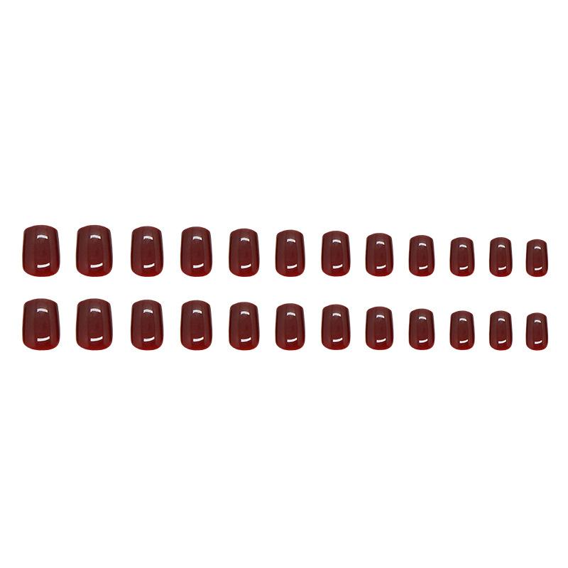 Simple Solid Color Ankola Red Versatile Fashion Girl White Wearing Nail Short Nail Patch 24 Pieces