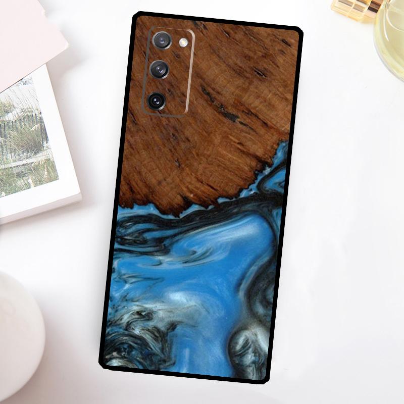 Hybrid Wood Resin Phone Case For Samsung Galaxy S23 S24 Ultra S22 S20 S21 FE Note 20 10 S8 S9 S10 Plus Cover
