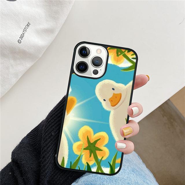 Custodia Divertente a Forma di Anatra Cartoon Per iPhone 17 Air 15 16 Cover 11 13 14 Pro Max 12 Plus Max Fundas