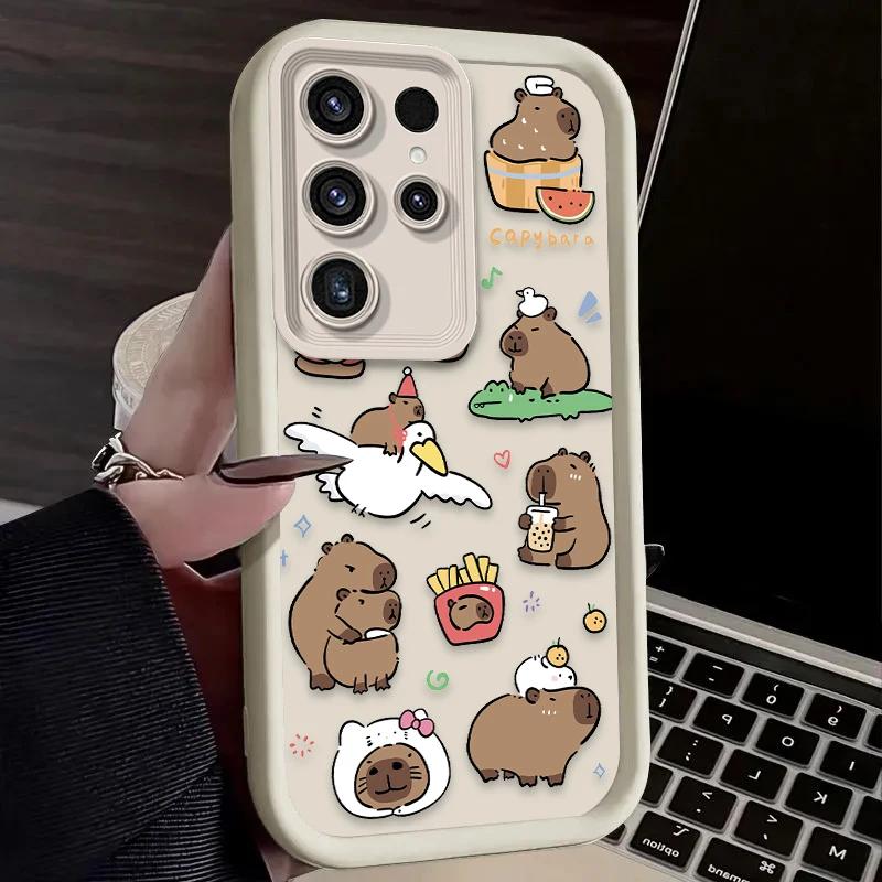 Urocza Impreza Kapibar Dla Etui Samsung Galaxy S24 S23 S22 S21 Ultra Fe A55 A54 A53 A52 A35 A25 A15 A14 5G Telefon Pokrowiec Y2k