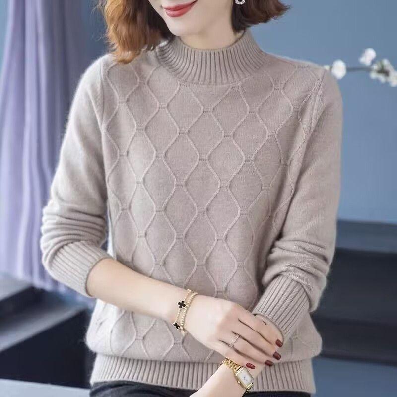 Middle Aged Mother Women's Knitting Pullover Sweater Autumn/Winter Loose Ladies Comfortable Pull Femme Sweater Top