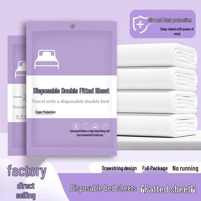Travel Disposable Non-Woven Fitted Bed Sheet - Thick Bedspread Cover for Hotel, B&B, Beauty Salon, Isolation - Portable & Individually Packaged