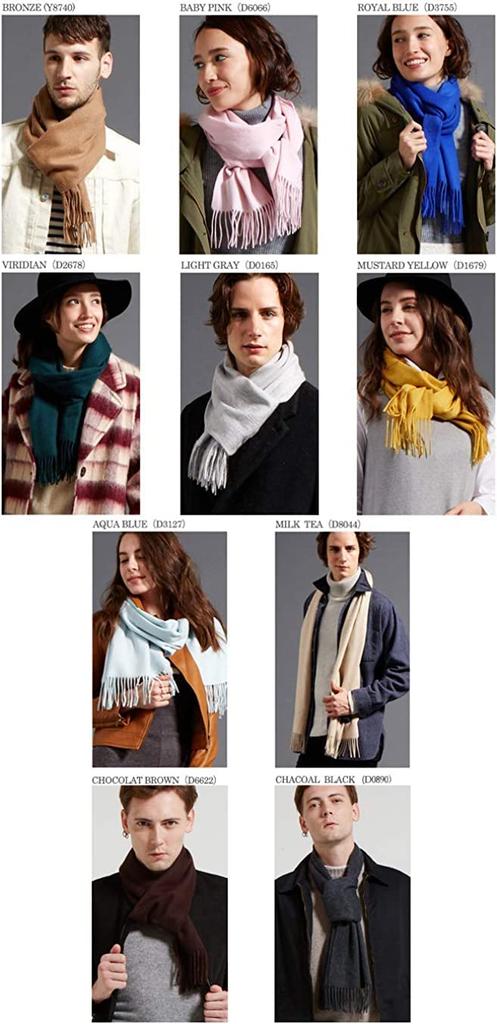 Supreme Quality Cashmere Basic Wave Cashmere Scarf Solid Color Blue [Cashmee] 100% "ciel" (Aqua (D3127))