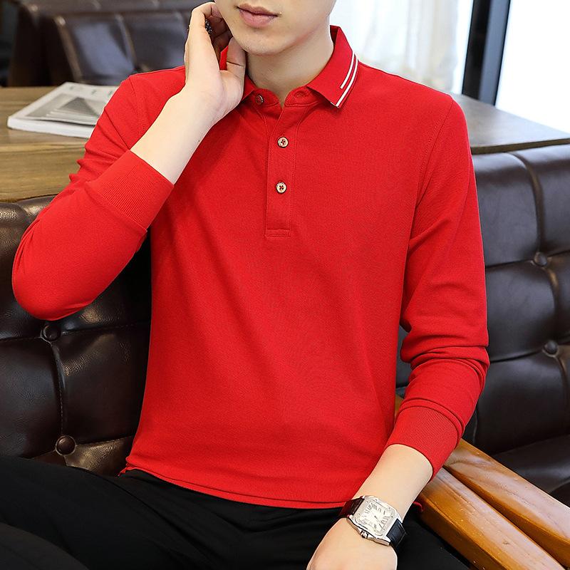 Spring and Autumn New Men's Korean Version Solid Color Sheet Lapel Long Sleeve Polo Shirt Trendy Couple Internet Celebrity Same Style Versatile Top