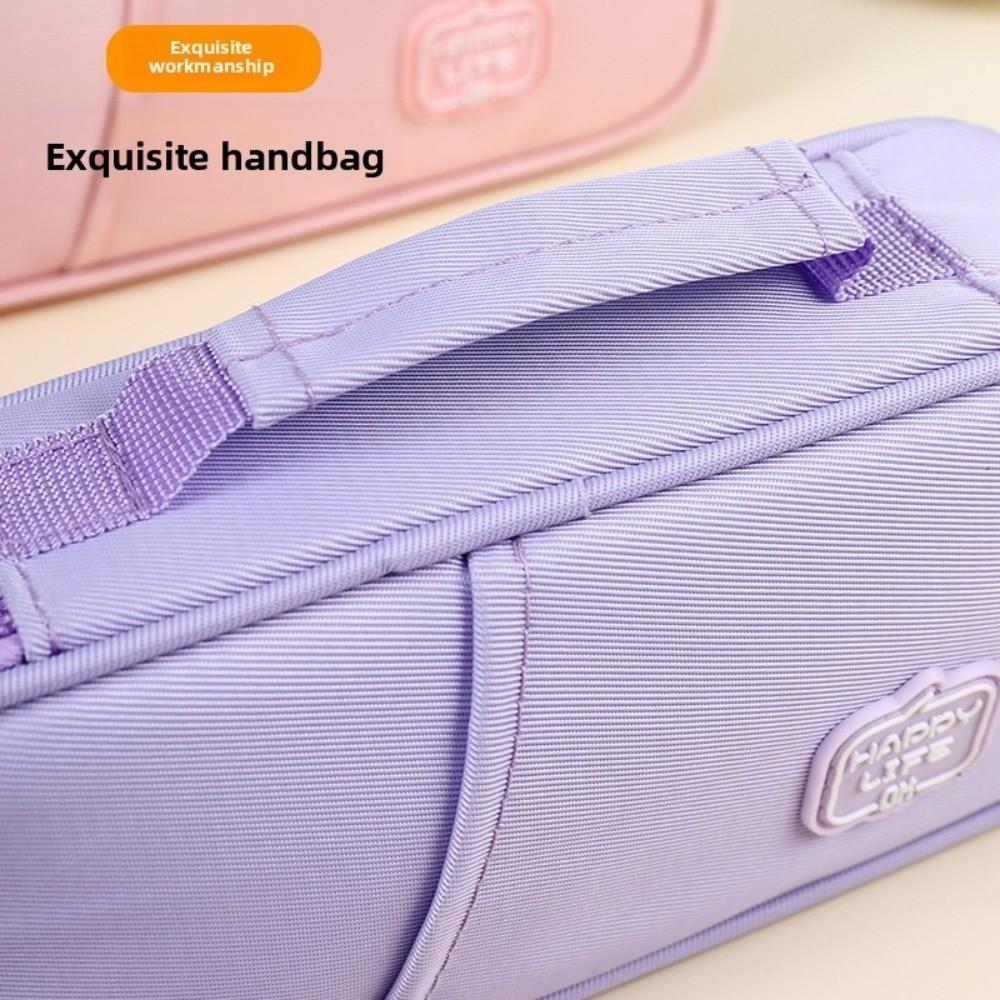 Große Kapazität Studenten Federtasche Leinwand Schreibwaren Aufbewahrungstasche mit Griff Federmäppchen Junge