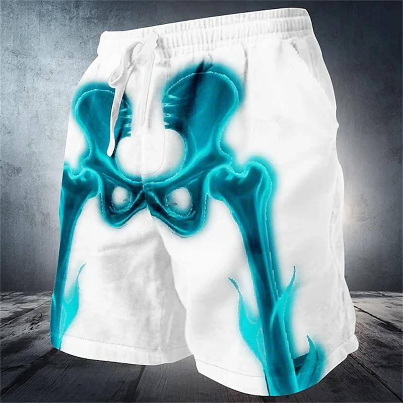Boxing Muay Thai Shorts Pants 3D Print Training Vintage Skull Skeleton Ghost Unisex Men Women Quick Dry Fitness Gym Sport Workout Casual Streetwear