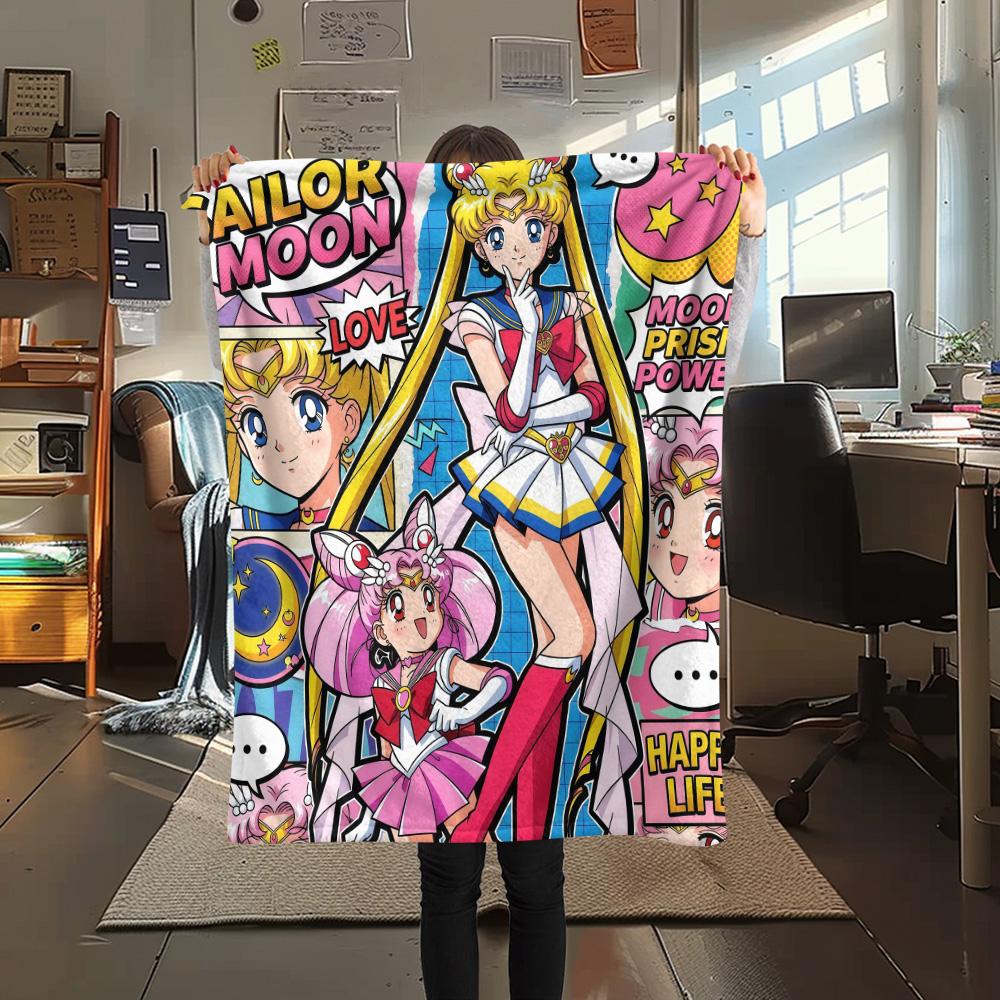 Sailor Moon Flannel Blanket, High Quality Comfortable for All Seasons, Home Decor, Warmth and Comfort
