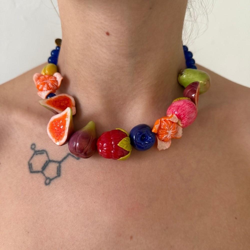 3D Fruit 3D Fruit Necklace Colorful Fruit Beaded Chain Necklace Handmade Necklace Party Use