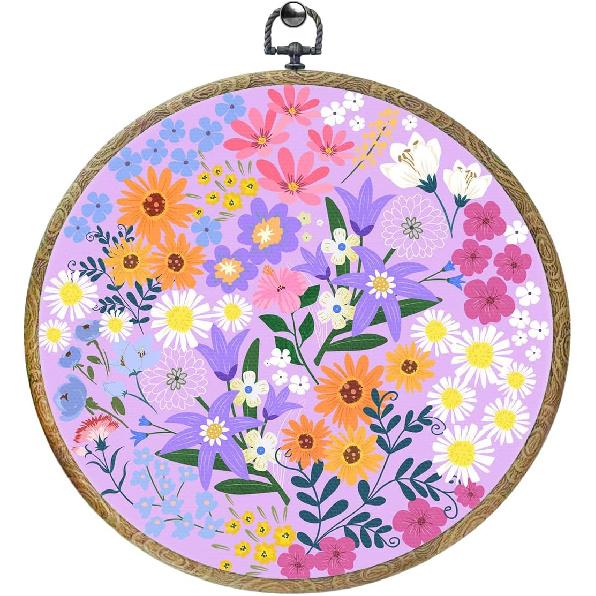 Mushroom Decor Framed Round Wall Decor Canvas Wall Art Hanging Prints Artwork for Home Door Living Room Bathroom Girls Room Kitchen Office