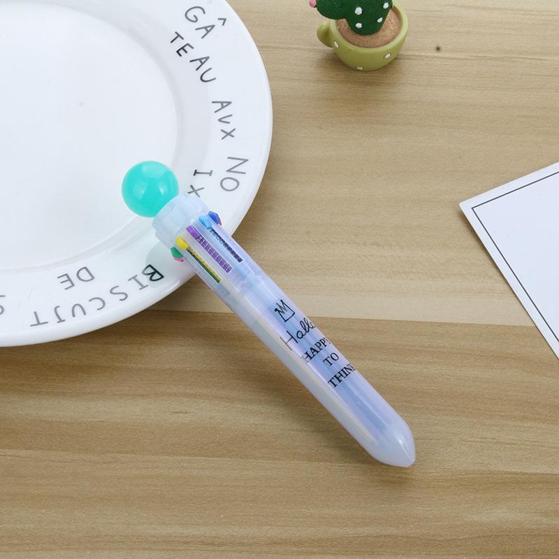 Ten-color Ballpoint Pen Girl Heart Cartoon Press Multi-color Pen Multi-function Color Handbook Pen Creative Cute Pen