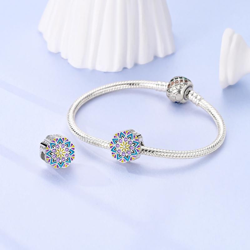 Colorful Mandala Flower Beads Copper Original Beads Fit Original Charms Bracelet Beads Jewelry Gifts For Women