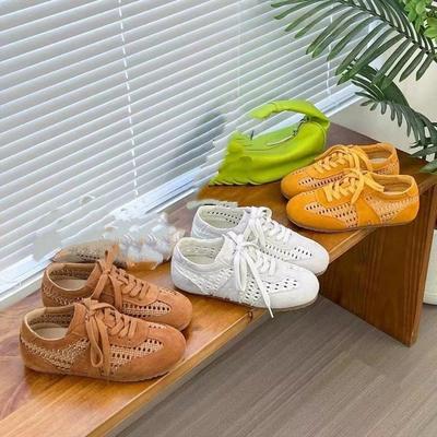 2025 Summer New Mesh Breathable Soft Sole Versatile Forrest Gump Shoes Women's Retro Leather Casual Sports Training Shoes