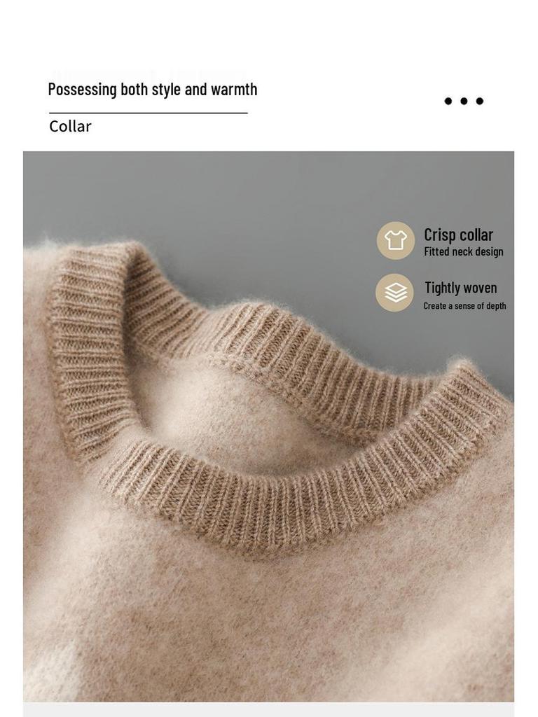 Men's Diamond Pattern Wool Sweater - Color Block Round Neck Pullover for Autumn & Winter.