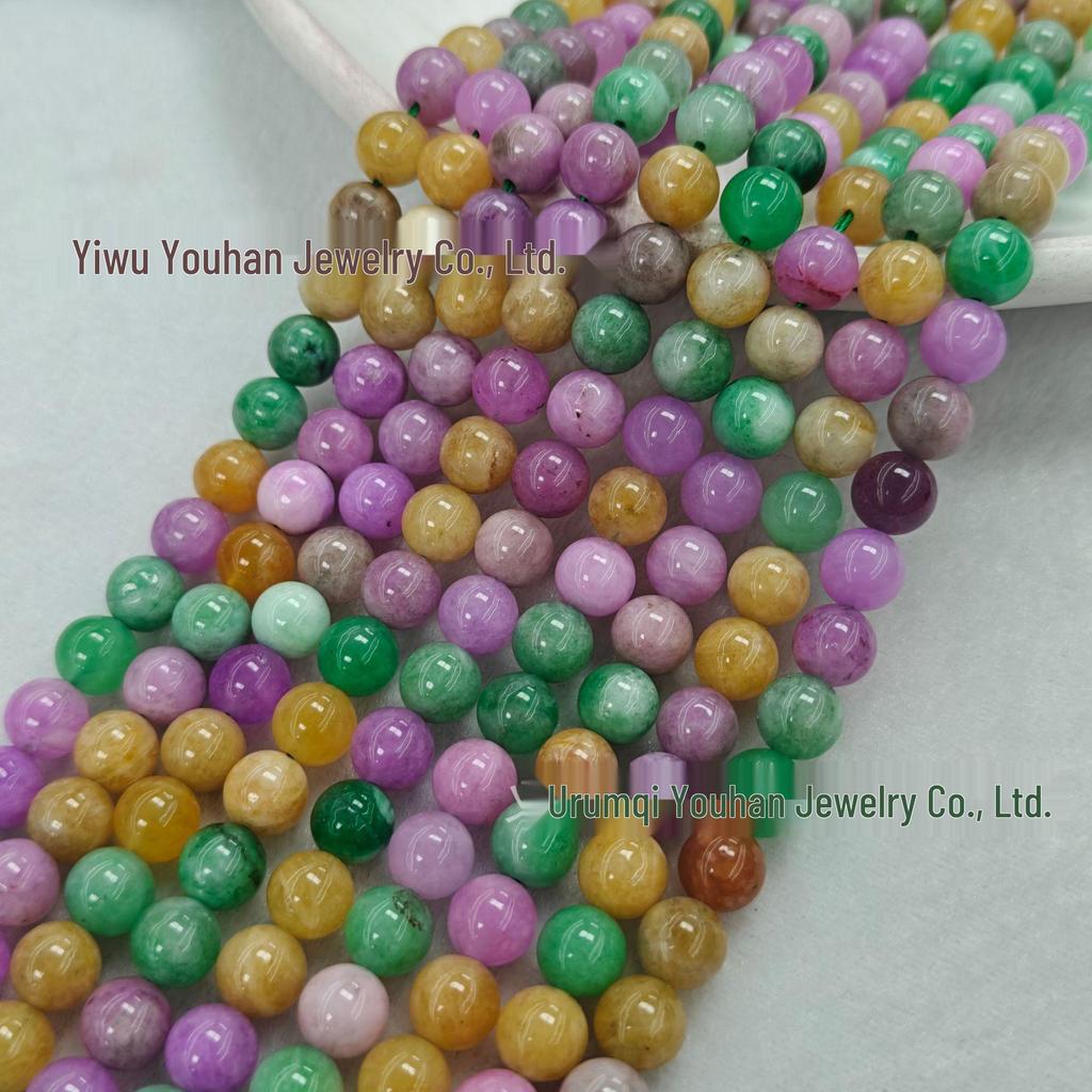 Natural White Stone Enhanced 6-10mm Round Beads String for Three-Color Alxa Bracelet Necklace Accessories