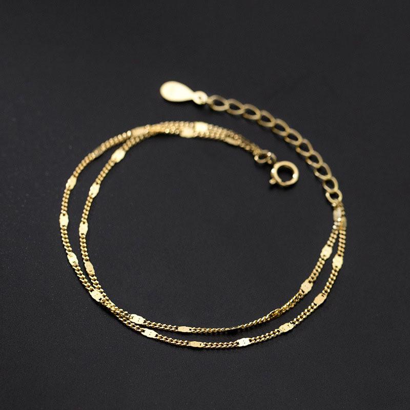 Minimalist Double Layer Bracelet Women Sterling Geometric Line Design Elegant Dainty Jewelry