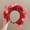 Women Double‑Sided 3D Floral Wreath Headband Elegant Hanfu Hair Accessories for Daily Wear Photo Shooting