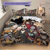Set Biancheria da Letto a Tema The Nightmare Before Christmas da 3 Pezzi, Include 1 Copripiumino e 2 Federe, Senza Imbottitura, Morbido e Confortevole per Camera da Letto di Casa