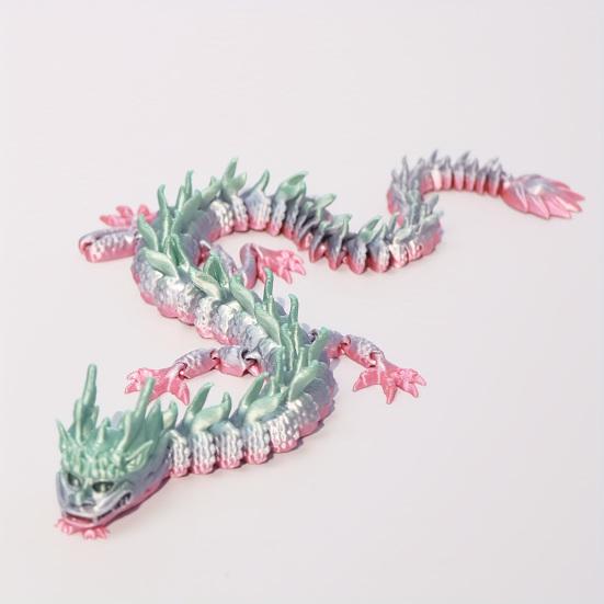 3D Printed Chinese Loong Figurine Movable Joints Standing Dragon Figure Articulated Dragon Model Fidget Toy Desktop Decoration Ornament