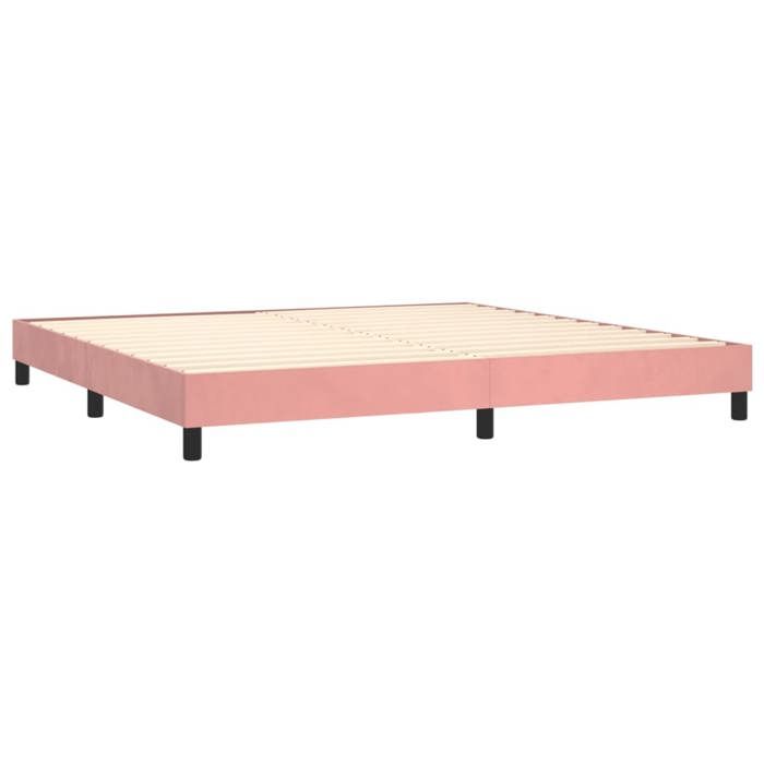 Sommier à lattes avec matelas - Rose - 200x200 cm - Tête de lit réglable - Velours doux