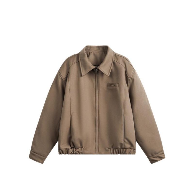 Mens Short Padded Shoulder Jacket Clean Fit American Style Turn-down Collar Baseball
