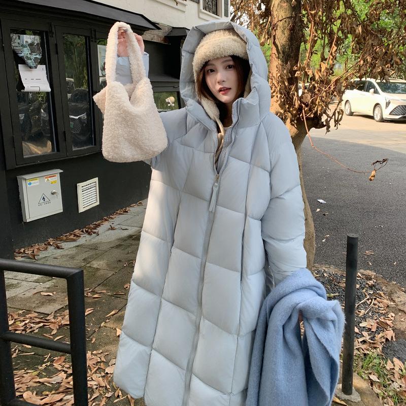 Down cotton-padded clothes women's medium and long popular hooded knee-length cotton-padded jackets