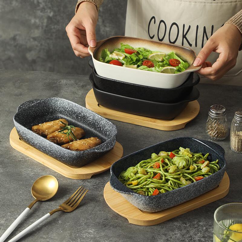 ZISIZ Commercial Ceramic Double-Handle Baking Dish