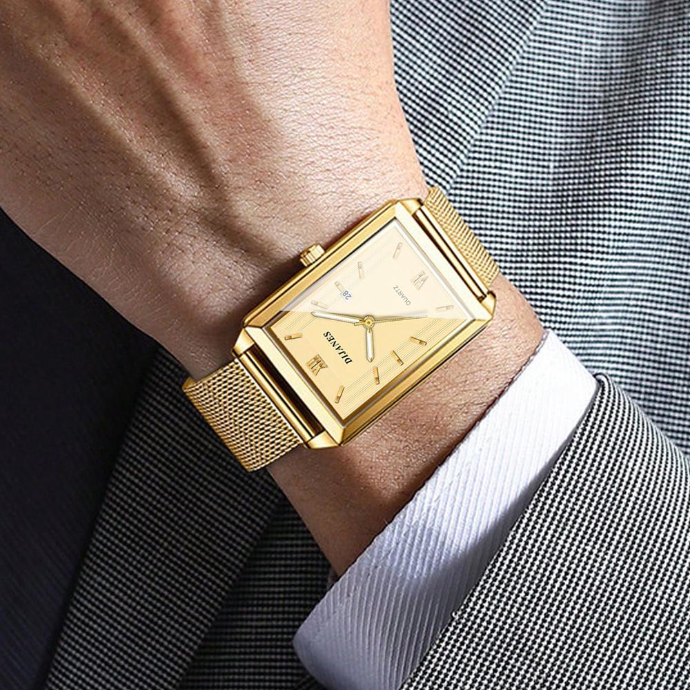 4pcs/set Fashion Men's Quartz Watch & Necklace Bracelet Set -Men's Necklaces Ring, Men's Bracelets Business Watch | Elegant Watch for Men