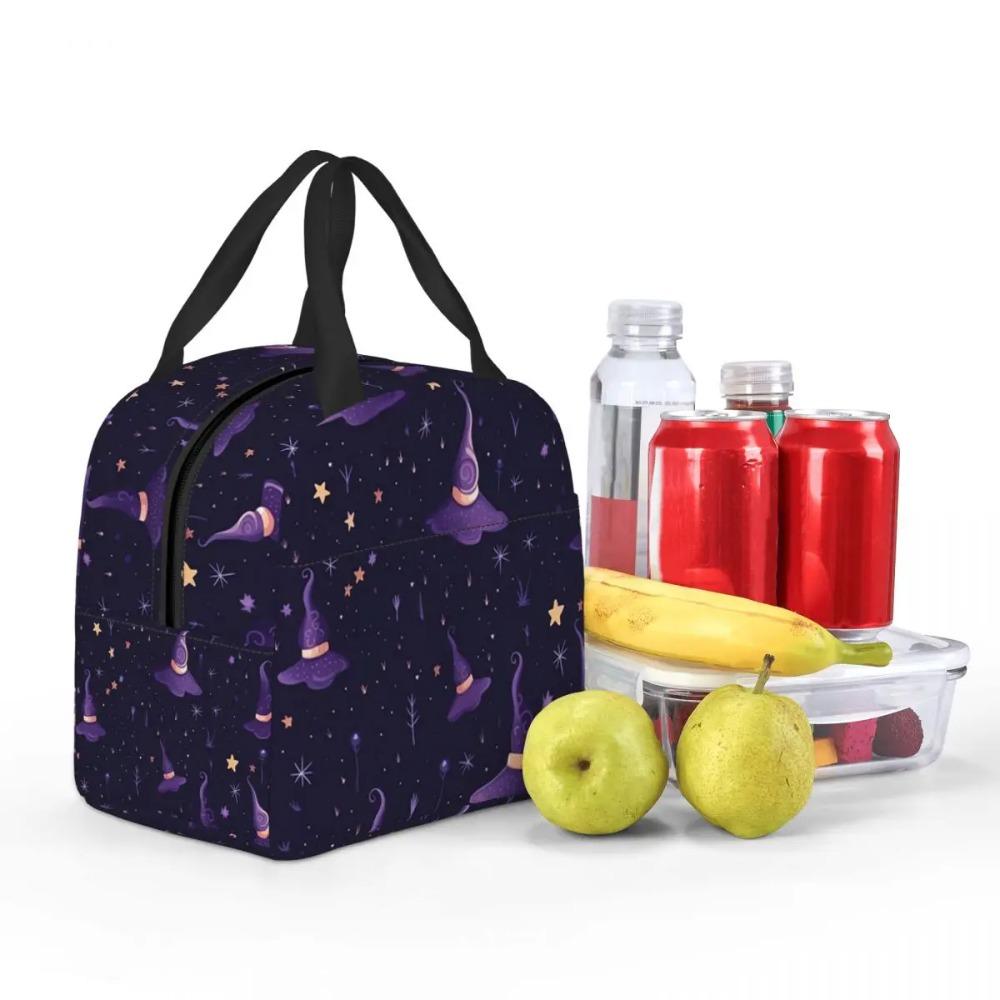 One Arcane Witch Hat Pattern Insulated Lunch Bag for Women Children Portable Food Boxes Thermal Lunch Box Tote