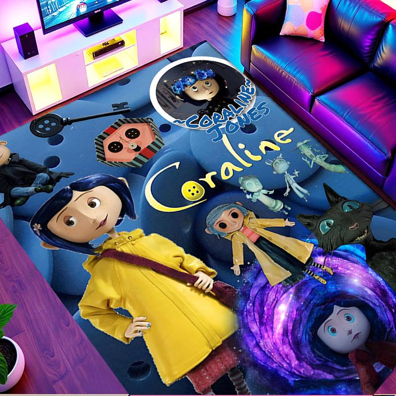 Coraline Print Rug, Washable Floor Carpet, For Entryway Dorm Laundry Room Office Study, Home Decor Birthday Christmas Gift