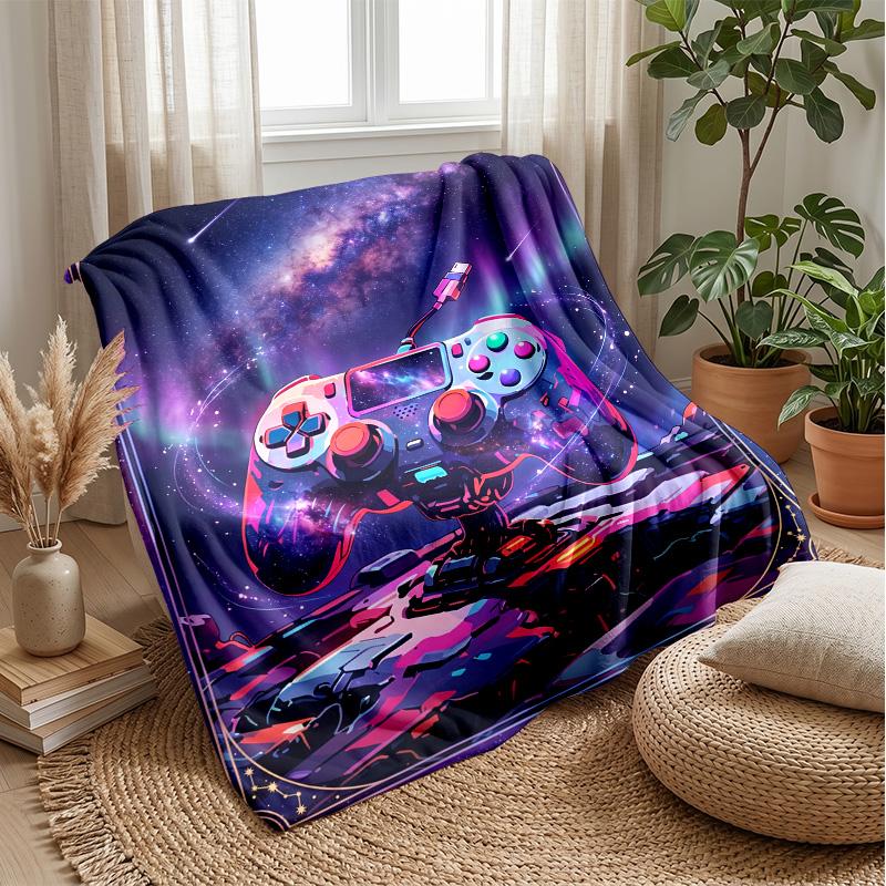 Galaxy Game Pad Theme Blanket Lightweight Warm Flannel Blanket Decorative Throw Blanket for Home Decoration