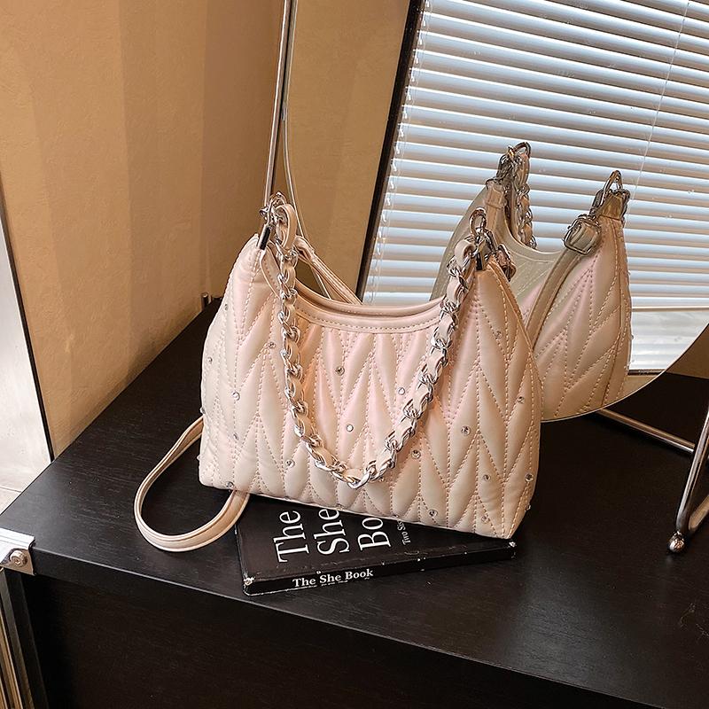 Exquisite Stylish Design Solid PU Square Shoulder Bags Diamonds High Quality Sense of Luxury Crossbody Bags for Women 2025 New