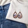 Yousheng 1 Pair Hollow Drop Earrings for Women, Fourth of July Independence Day Earrings, American Flag Stars Stripes Design Hook